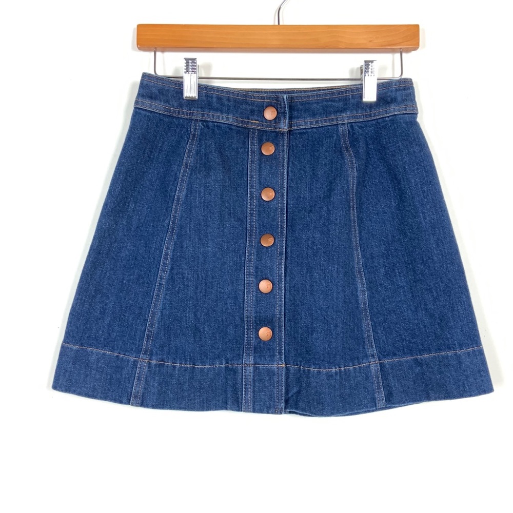 MADEWELL Denim Button Front A-line Mini Skirt Sz 2